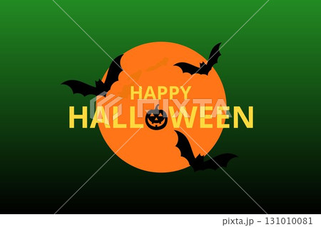 Halloween Full Moon Illustration with Pumpkin and Flying Bats Halloween Full Moon Illustration with Pumpkin and Flying Bats 131010081