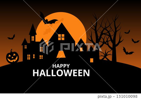 spooky halloween night haunted house background 131010098