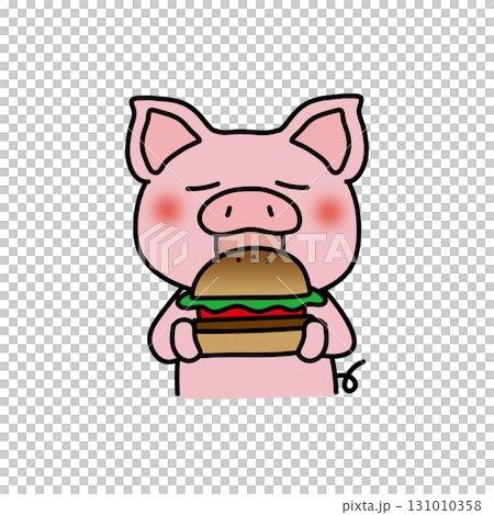 豬吃一個大漢堡包 131010358