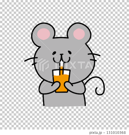 オレンジジュースを飲むネズミ 131010368