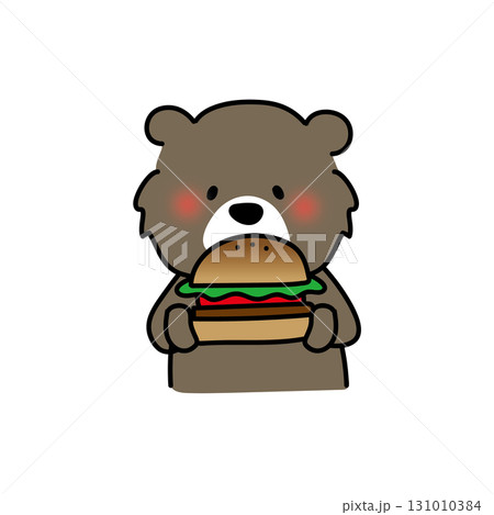 大きなハンバーガーを食べるクマ 131010384