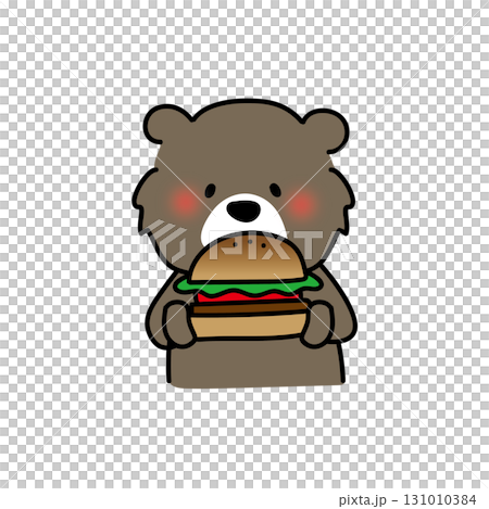 大きなハンバーガーを食べるクマ 131010384