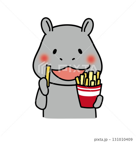 フライドポテトを食べるカバ フライドポテトを食べるカバ 131010409