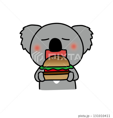 大きなハンバーガーを食べるコアラ 131010411
