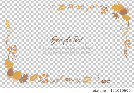 橡實和秋葉角框（棕色，秋天主題） 131010609