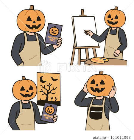 Coloring book coloring page transperency pumpkin head character painting Halloween party 131011098