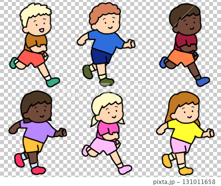 元気に走る子供たち　6人 131011658