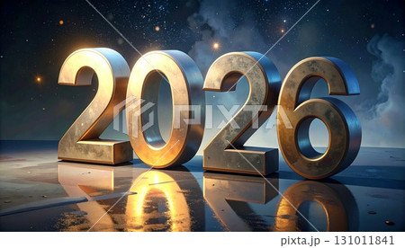 光輝く2026の文字　生成AIイラスト 131011841