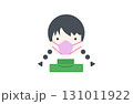 可愛くてシンプルなマスクをつけた女の子のイラスト 131011922
