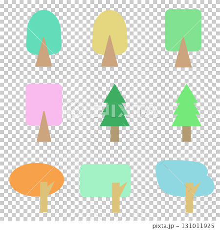 可愛くてシンプルな秋と夏と春の木のイラスト 131011925