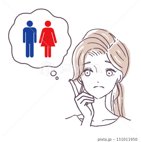 トイレのことで悩む女性のベクターイラスト素材 トイレのことで悩む女性のベクターイラスト素材 131011950