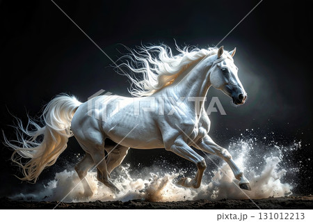 疾走する馬,光る馬,Generative AI,AI画像 131012213