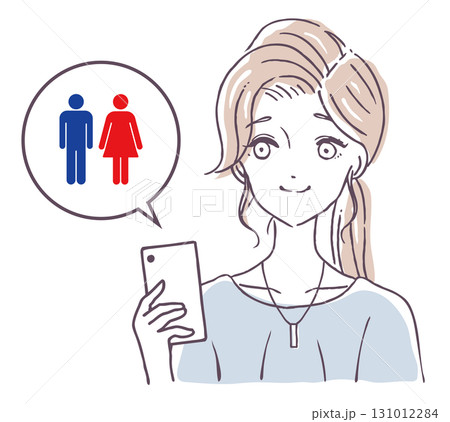 トイレについて調べる女性のベクターイラスト素材 131012284