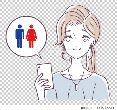 トイレについて調べる女性のベクターイラスト素材 131012284