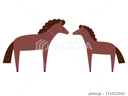 かわいい馬のカップルのベクターイラスト 131012542