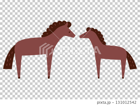 かわいい馬のカップルのベクターイラスト 131012542