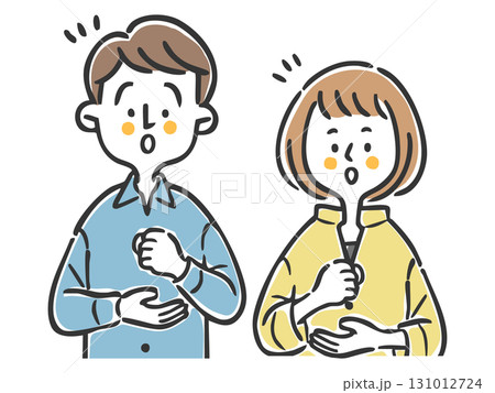 納得理解する夫婦 上半身 ベクター 納得理解する夫婦 上半身 ベクター 131012724