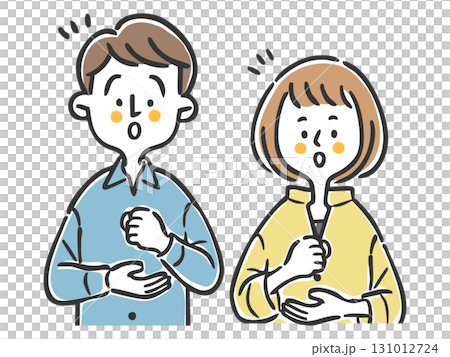 納得理解する夫婦 上半身 ベクター 納得理解する夫婦 上半身 ベクター 131012724