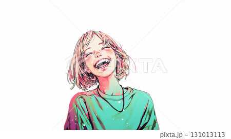 思い切り笑う若い女性 131013113