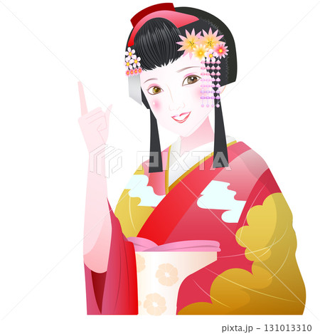 人差し指でポーズをとる舞妓さん 人差し指でポーズをとる舞妓さん 131013310