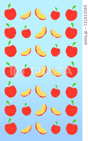 りんご縦パターン_ドット絵(青) 131013565