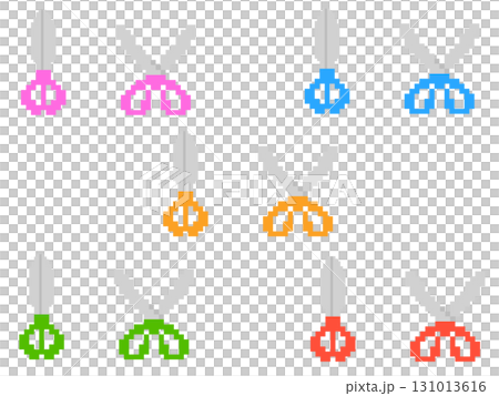 ドット絵ハサミ_緑 131013616