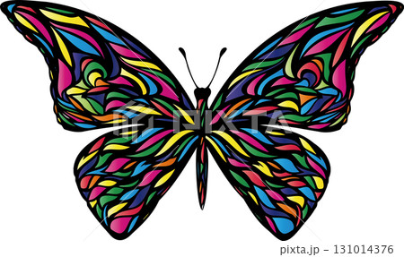 カラフルステンドグラスの蝶々 131014376