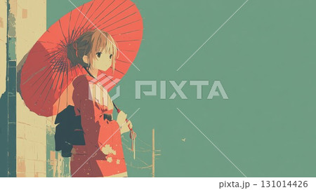 日傘を持った着物の女性 日傘を持った着物の女性 131014426