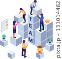 Isometric Team Build The Word TEAM Using Blocks 131014482