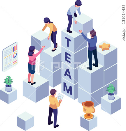 Isometric Team Build The Word TEAM Using Blocks Isometric Team Build The Word TEAM Using Blocks 131014482