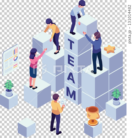 Isometric Team Build The Word TEAM Using Blocks Isometric Team Build The Word TEAM Using Blocks 131014482