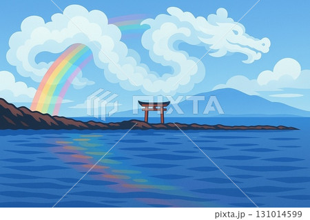 雲の龍と虹の鳥居 / Dragon Cloud and Rainbow Torii Gate 131014599