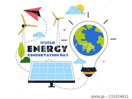 Energy Conservation Day Illustration featuring the Importance of Saving the Planet with Green and Eco Friendly for Maintaining the Global Ecosystem 131014611