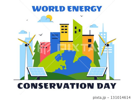 Energy Conservation Day Illustration featuring the Importance of Saving the Planet with Green and Eco Friendly for Maintaining the Global Ecosystem 131014614