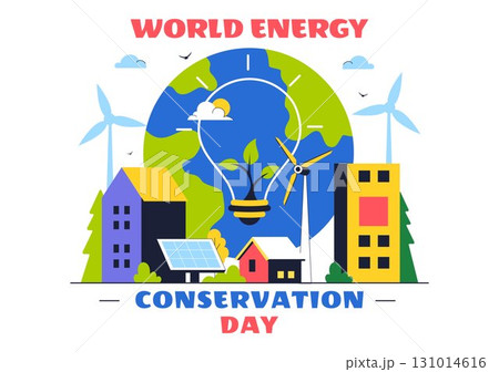 Energy Conservation Day Illustration featuring the Importance of Saving the Planet with Green and Eco Friendly for Maintaining the Global Ecosystem 131014616