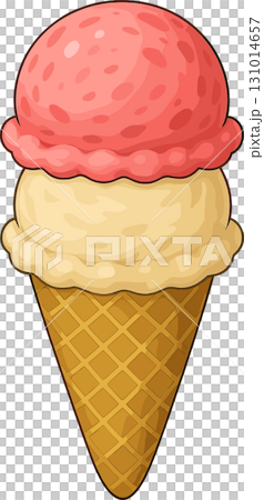 雙層草莓和香草冰淇淋的插圖 131014657