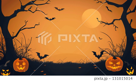 光るジャックオーランタンとコウモリのハロウィン背景 131015014