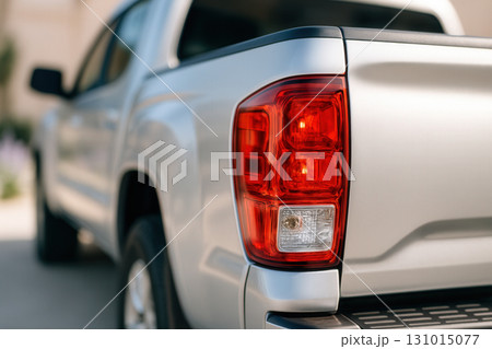 Pickup Truck Taillight Detail on Silver Bed With Modern Bodywork 131015077