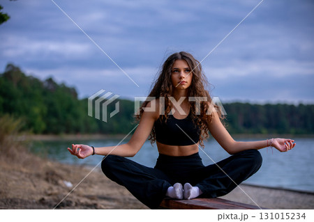Serene and Peaceful Meditation Moments by the Tranquil Lake Surrounded by Natures Beauty 131015234