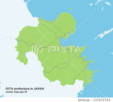 日本の大分県の緑色のシンプルなロードマップ 131015319