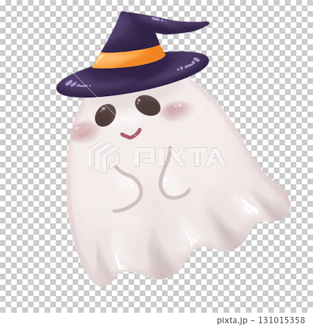 帽子をかぶったかわいいおばけのハロウィンイラスト 131015358