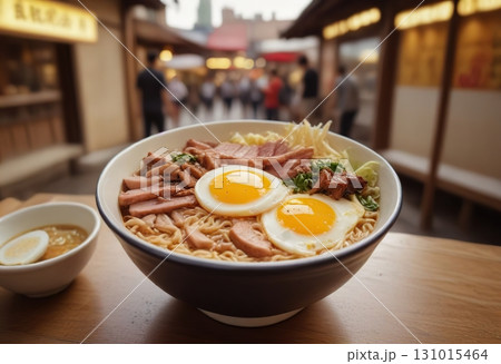 Pasta with egg. Asian food. Delicious food. Generative ai. 131015464