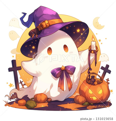 【ハロウィン】おばけのキャンディーナイトのイラスト 131015658