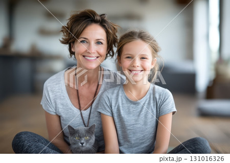 Joyful Moments A Beautiful Mother and Daughter Smiling Together and Sharing Happiness 131016326