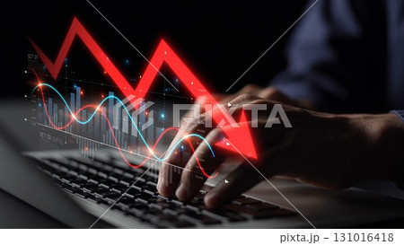 Economic Crisis with Financial Downtrend Arrow and Volatile Market Graph Muxer Economic Crisis with Financial Downtrend Arrow and Volatile Market Graph Muxer 131016418