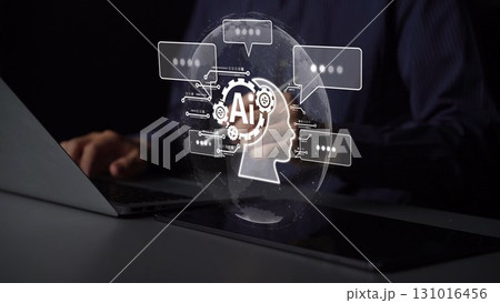 AI Brain Processing Data with Generative Artificial Intelligence Concept Muxer 131016456