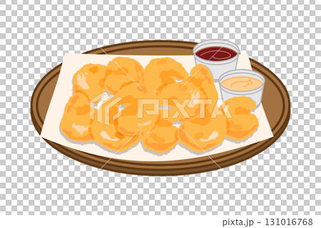 Illustration of popcorn shrimp on a plate 131016768