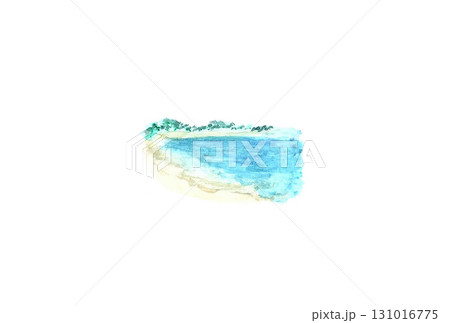 透明水彩絵の具で描いた海辺のイラストA 131016775