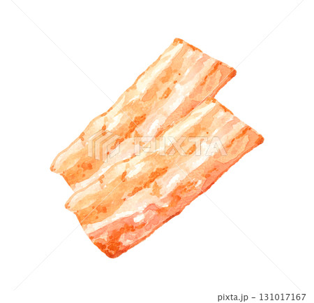 カリカリに焼いたベーコンのセット 手描き水彩イラスト素材 カリカリに焼いたベーコンのセット 手描き水彩イラスト素材 131017167