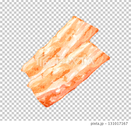 一套酥脆的炸培根，手繪水彩插圖 131017167